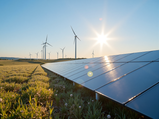 海岛微网系统实景，海边风光优美，太阳能板和风力发电机组合供电系统